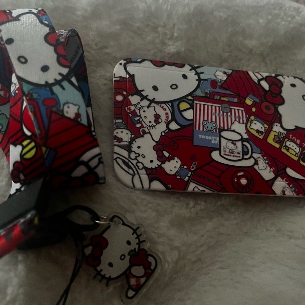 Hello Kitty Red, White & Blue Patterned Phone Case with Matching Lanyard